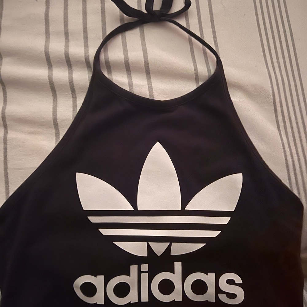 Adidas black halter crop top